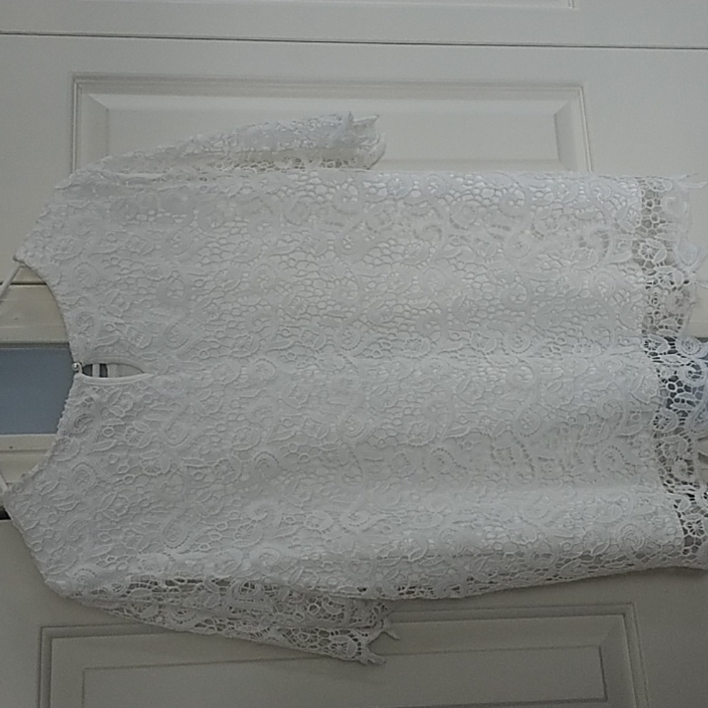 Philosophy White Lace Lined Shirt Sleeve Top XXL - Picture 6 of 10